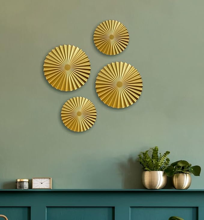 ITrixgan Aesthetic Bedroom Wall Decor Above Bed, Gold Metal Art Wall Decor For Bedroom, Modern Wall Hanging Decor Metal Decorative Wall Art Set, Sunburst Wall Decorations For Living Room