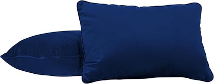 FDP 16" x 24" Velvet Rectangle Lumbar Pillow Set with Piping Decorative Throw Pillow for Home Dcor in Living Room, Bedroom or Lounge (2-Pack) - Eclipse, 15160-348