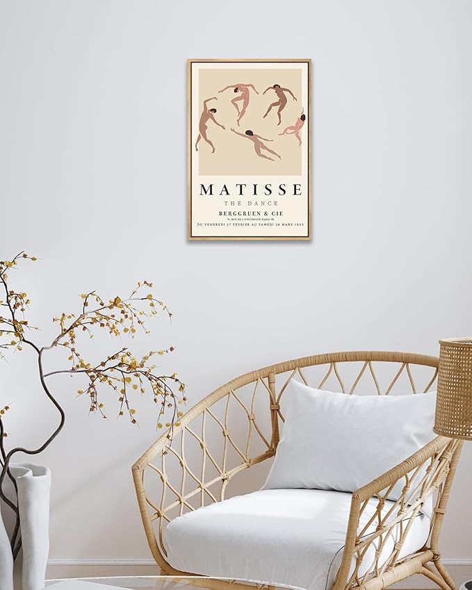 Zzuyi Henri Matisse Framed Wall Art,Matisse The Dance Poster,Danish Pastel Room Decor Aesthetic,Boho Framed Wall Art for Room Decor-16''x24''Natural Framed