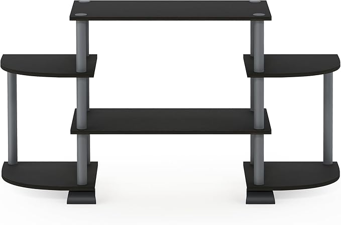 Furinno Turn-N-Tube Rounded Corner TV Entertainment Center, Black/Grey