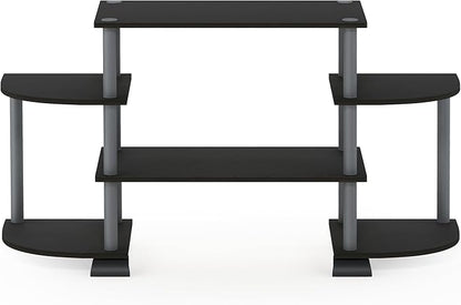 Furinno Turn-N-Tube Rounded Corner TV Entertainment Center, Black/Grey