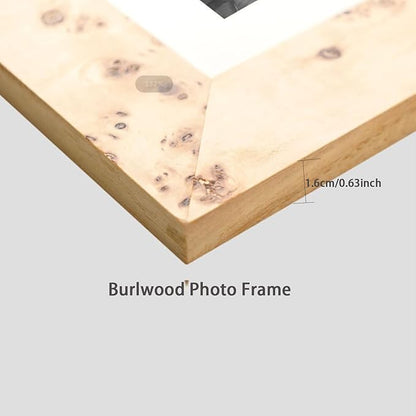 6 Pack Burlwood Wood Gallery Frames Set - Natural Finish Picture Frames for Family Photos - Elegant Wall or Tabletop Decor
