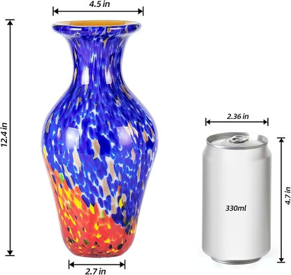 KAMMAK Colored Glass Vase, Beautiful Hand Blown Decorative Vase, Modern Art Vase for Flower Mantle Dining Table Centerpiece, Entryway Living Room Wedding Decoration, HR011