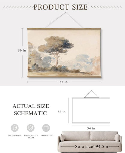 InSimSea 36x54 Extra Large Canvas Scroll Wall Art, Pine tree Nature Landscape Wall Decor, Oversized Farmhouse Painting Prints for Living Room, Bedroom, Dining Room, Office