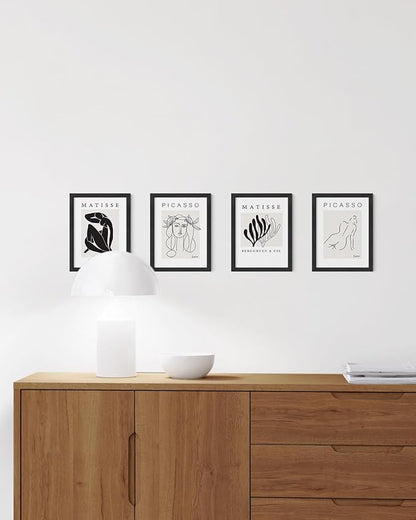 HAUS AND HUES 6x8 Black Oak Wooden Frame Set of 4 - Poster Holders with Shatterproof Plexiglass