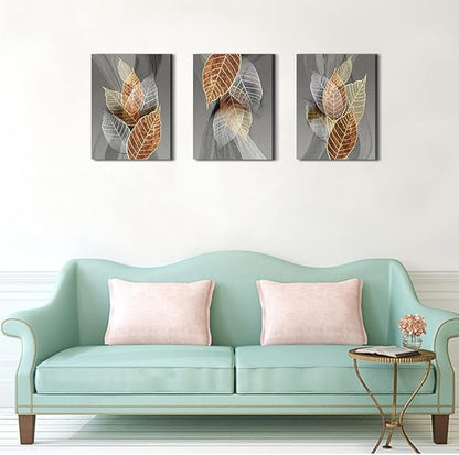 Canvas Wall Art For Living Room Family Wall Decorations For Kitchen Modern Bathroom Wall Decor Black Paintings Abstract Leaves Pictures Artwork Inspirational Canvas Art Bedroom Home Decor 3 Pieces