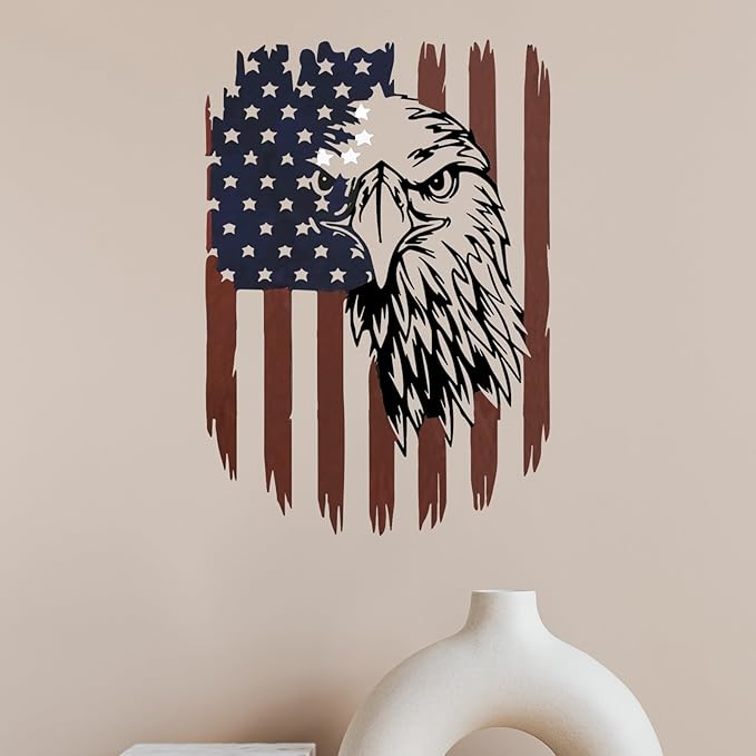 American Eagle Metal Wall Art American Flag Wall Decor Eagle Wall Signs Fourth of July Independence Day Decorations Metal Wall Decor For Home Office Living Room Indoor Outdoor ( colorful 11.2 x 16.6 In )