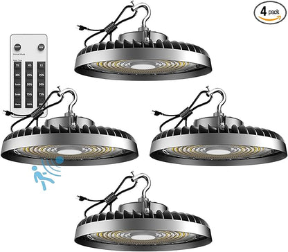 Lightdot Smart 250W LED High Bay Shop Light 37500lm Commercial Bay Lighting with Motion Sensor High Bay LED Light Plug and Play with Control- 4Pack 6Yrs Warranty