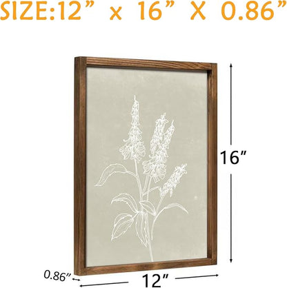 Heiple Framed Boho Wall Art Set of 4 Wooden Wall Art for Rustic Vintage Farmhouse Home Living Room Bedroom Bathroom Kitchen Wall Decor (Brown, 12"x16")