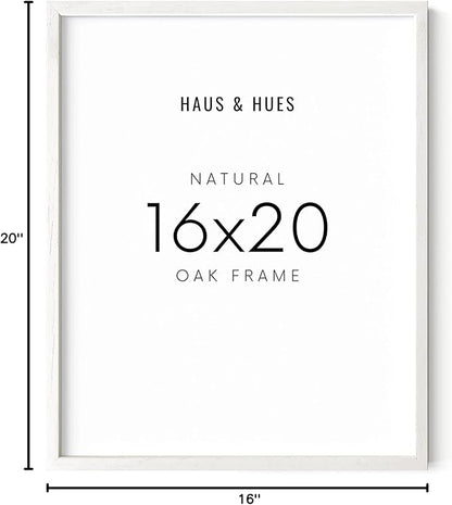 HAUS AND HUES White Oak Wood 16x20 Picture Frame - Lightweight Frame for Wall Art, Posters, Photos (White Oak Frame)
