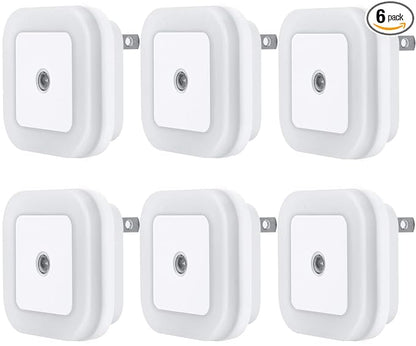 Uigos LED Night Light Lamp with Smart Sensor Dusk to Dawn Sensor, Daylight White, 0.5W Plug-in, 6-Pack
