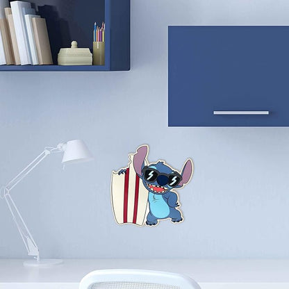 Open Road Brands Disney Lilo and Stitch Surfboard Wood Wall Art - Cute Stitch Wall Decor With Beach Theme