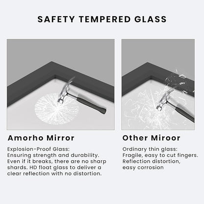 Amorho Bathroom Mirror Black, 72X32 Inch Thick Metal Framed Wall Mirrors for Over 2 Sinks, Bedroom, Living Room, Entryway, Large Rectangle Wall-Mounted Mirrors.