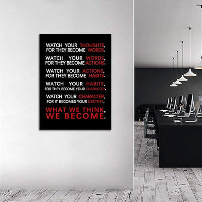 Inspirational Wall Art Motivational Classroom Posters Watch Your Thoughts Pictures Prints on Canvas Positive Entrepreneur Quotes Artwork Home Office Decor Stretched Framed Ready to Hang (18”Wx24”H)