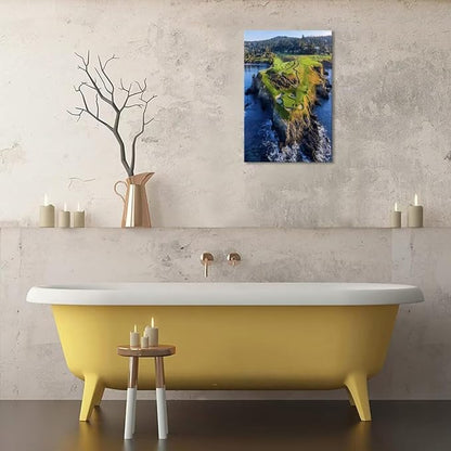 Pebble Beach Golf Course Canvas Wall Art for Living Room Bedroom Bathroom Home Decorations Sports Landscape Office Room Decor Golf Framed Artwork Giclee Prints Ready to Hang(24''W x 36''H)