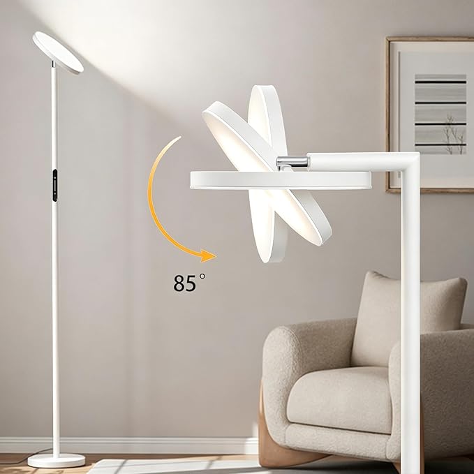 Floor Lamps for Living Room, 32W 3000LM Super Bright LED Torchiere Floor Lamp with Remote & Touch Control, 69" Standing Lamp with 350°Rotating Head, Modern Dimmable Floor Lamp for Bedroom Office