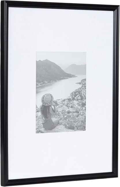 Kate and Laurel Adlynn Rectangle Picture Frame Set of 3; 16 x 20 matted to 8 x 10; Black; Modern Three-Piece Frame Set for Gallery Wall Frame Set in Living Room Wall Decor