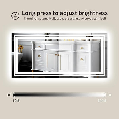WTTY LED Mirror for Bathroom 72"x32",Large Modern LED Bathroom Mirror with Backlit and Front Light,Stepless Dimmable,Anti-Fog,Lighted Bathroom Vanity Mirror,Shatter-Proof,Memory Function