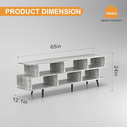 Lightdot 65" TV Stand Fits TVs Up to 75 Inch,Entertainment Center with Power Outlet & Open Storage Shelves,Sofa Cabinet Media Console for Living Room, Bedroom,Kitchen,Easy Assembly, American Walnut