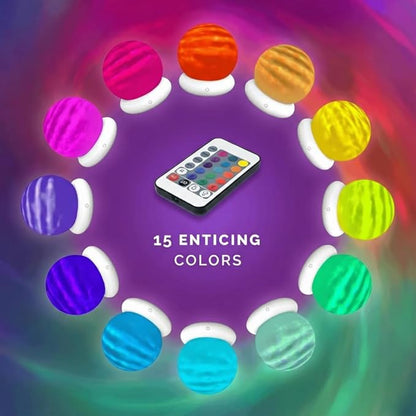 Orblux Calming Autism Sensory Light, Aurora Light Projector | 2-in-1 Globe Cover for Contained Sensory Effect or Open for Northern Lights Effect | Kids Night Projector | Calming, 15 Colors & Remote