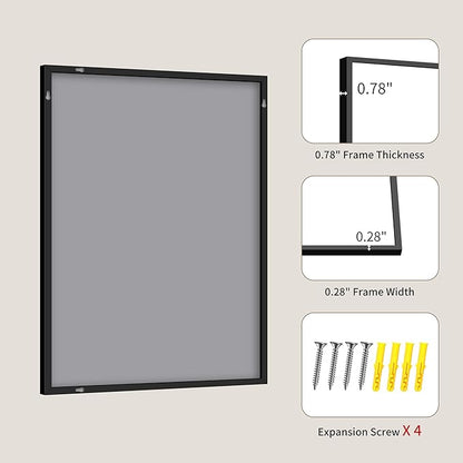 YIROMAN Bathroom Mirror 20"x48",Matte Black Bathroom Mirror for Over Sink with Aluminum Frame, Rectangular Vanity Mirror with Right Angles, Wall Mirror Hangs Horizontal or Vertical, Shatterproof