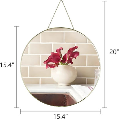Funerom Gold Round Wall Mirror 15.4 Inches Circle Mirror Bathroom Mirrors for Over Sink