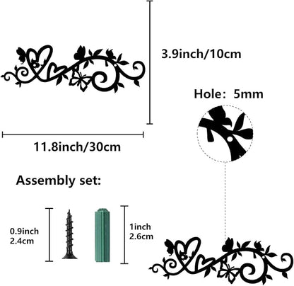 CREATCABIN Heart Metal Wall Art Decor Black Wall Hanging Decor Butterfly Iron Wall Art Silhouette Sculpture Decoration Hollow Out Minimalist Ornament for Garden Home Balcony Indoor Outdoor 12 x 4Inch