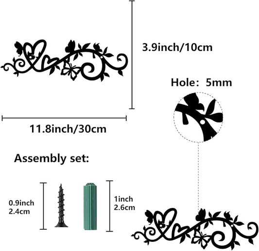 CREATCABIN Heart Metal Wall Art Decor Black Wall Hanging Decor Butterfly Iron Wall Art Silhouette Sculpture Decoration Hollow Out Minimalist Ornament for Garden Home Balcony Indoor Outdoor 12 x 4Inch