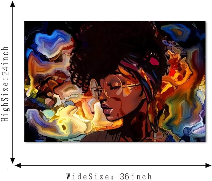 Yatsen Bridge Girl Canvas Wall Art African American Woman Poster Picture Stree Graffiti Art Abstract Artwork Modern House Decorations Ready to Hang - 36x24 inch
