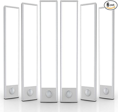 6 Pack Under Cabinet Lights Wireless, 50 LED Motion Sensor Light Indoor Rechargeable Magnetic Closet Lights Battery Operated, Under Counter Lights for Kitchen, Wardrobe, Hallway, Stairs