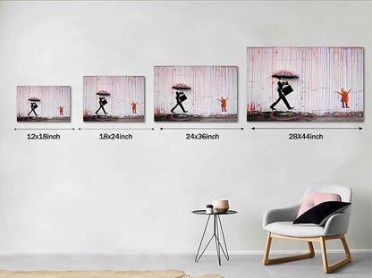 Yatsen Bridge Banksy Wall Art Canvas, Colorful Rain Picture, Graffiti Poster and Print Modern Pop Street Graffiti Home Decorations Ready to Hang - 44x28 inch