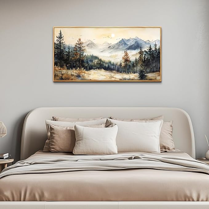 QIYILEXWART Wood Framed Large Canvas Wall Art For Living Room Wall Decor For Bedroom Office Wall Decorations The Forest Paintings Farmhouse Pictures Artwork Room Modern Home Decor