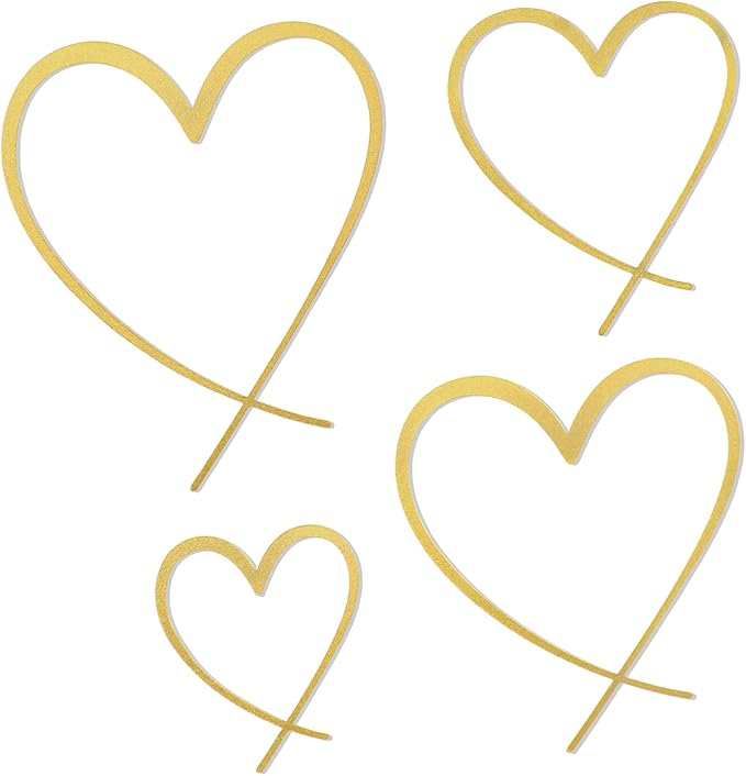 KOYILTD 4 Pcs Metal Heart Wall Art for Bedroom Modern Love Heart Wall Decor Metal Wall Decoration above Bed for Living Room Bathroom Office Wedding (Gold, Classic)