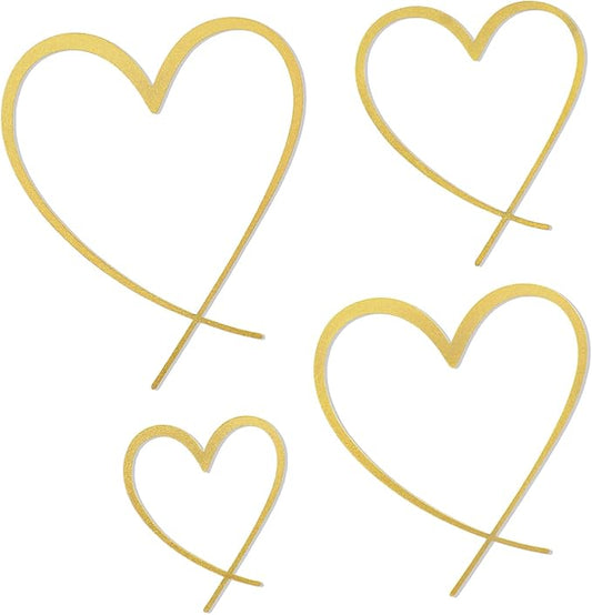KOYILTD 4 Pcs Metal Heart Wall Art for Bedroom Modern Love Heart Wall Decor Metal Wall Decoration above Bed for Living Room Bathroom Office Wedding (Gold, Classic)