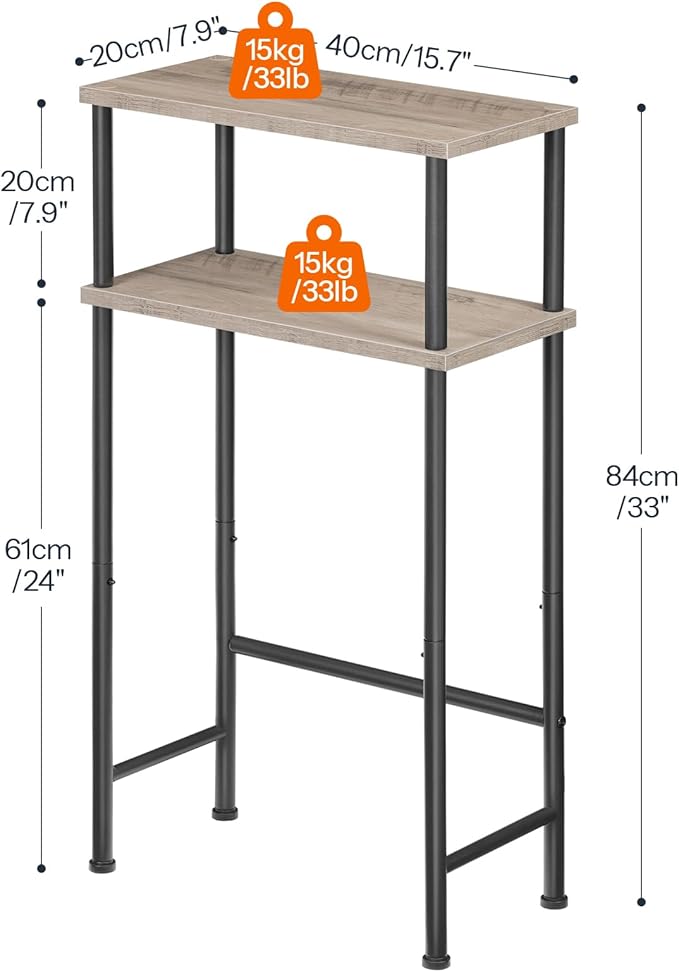 HOOBRO Narrow Console Table for Small Space, 15.7" Entryway Table with Storage, 2 Tier Sofa Table with 2 Shelves, Skinny Console Table for Entryway, Hallway, Living Room, Greige and Black BG40XG01