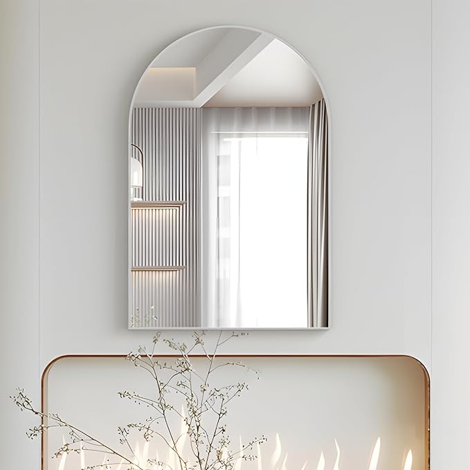 Arched Wall Mirror for Bathroom, 20"x30" Arched Mirror Wall Mounted Mirror with Metal Frame, Sliver Vanity Mirror Decor for Mantle, Bedroom, Entryway, Living Room