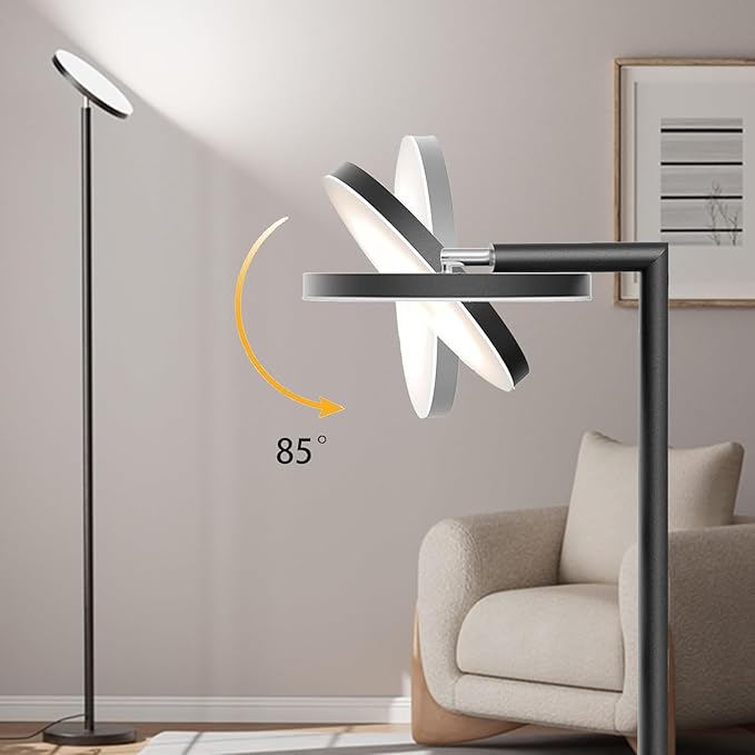 Super Bright LED Floor Lamp, Torchiere Floor Lamp with Remote & Touch Control, 4 Color Temps and 32W 3000LM, 69" Tall Standing Lamp with 350°Rotating Head, Dimmable Floor Lamps for Living Room Bedroom