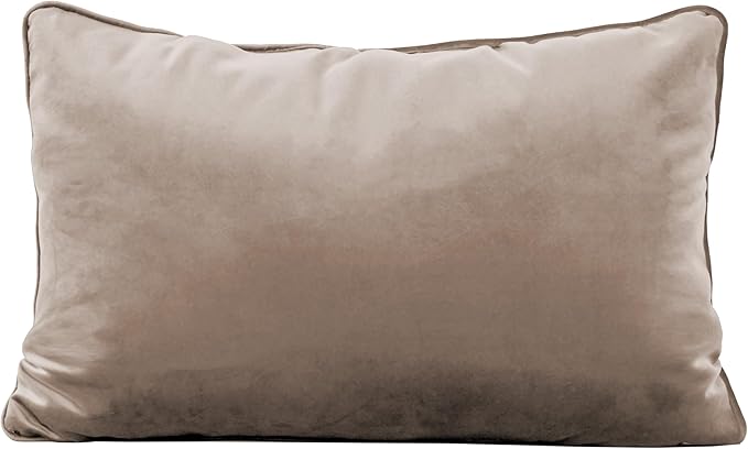 FDP 16" x 24" Velvet Rectangle Lumbar Pillow Set with Piping Decorative Throw Pillow for Home Décor in Living Room, Bedroom or Lounge (2-Pack) - Caffe, 15160-346