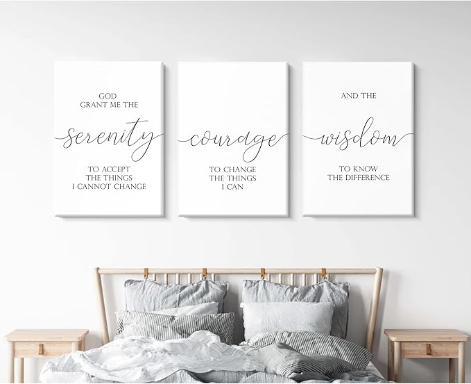Serenity Prayer Wall Art Decor Bible Verse Wall Art God Grant Me the Serenity Wall Decor Scripture Wall Art Prints Christian Quotes Canvas Picture for Living Room Bedroom 16x24x3 Inch Ready to Hang