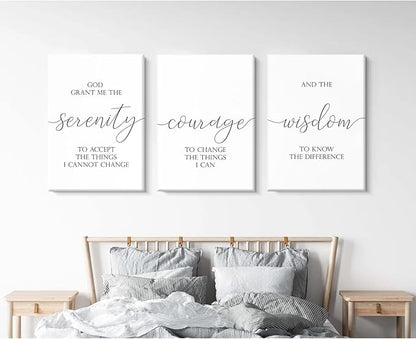 Serenity Prayer Wall Art Decor Bible Verse Wall Art God Grant Me the Serenity Wall Decor Scripture Wall Art Prints Christian Quotes Canvas Picture for Living Room Bedroom 16x24x3 Inch Ready to Hang
