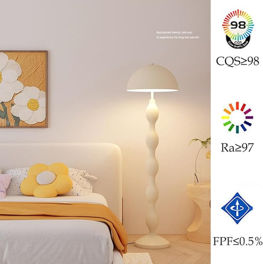 White Floor Lamp with Foot Switch,Decorative Standing Lamp with 3-Color Temperautre,Mid-Century Floor Lamp for Living Room Bedroom and Office