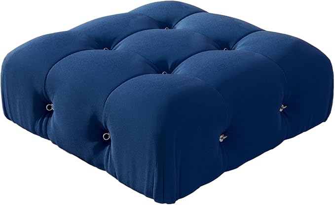 Modular Sectional Couches for Living Room, Modern Luxury Velvet Bubble Couch with Reversible Chaise Ottoman, Deep Seat Cloud Sectional Sofa (Ottoman, Blue)