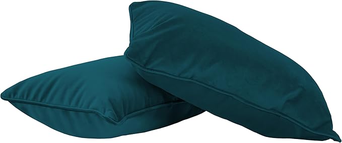 FDP 12" x 20" Velvet Rectangle Lumbar Pillow Set with Piping Decorative Throw Pillow for Home Décor in Living Room, Bedroom or Lounge (2-Pack) - Peacock, 15159-345