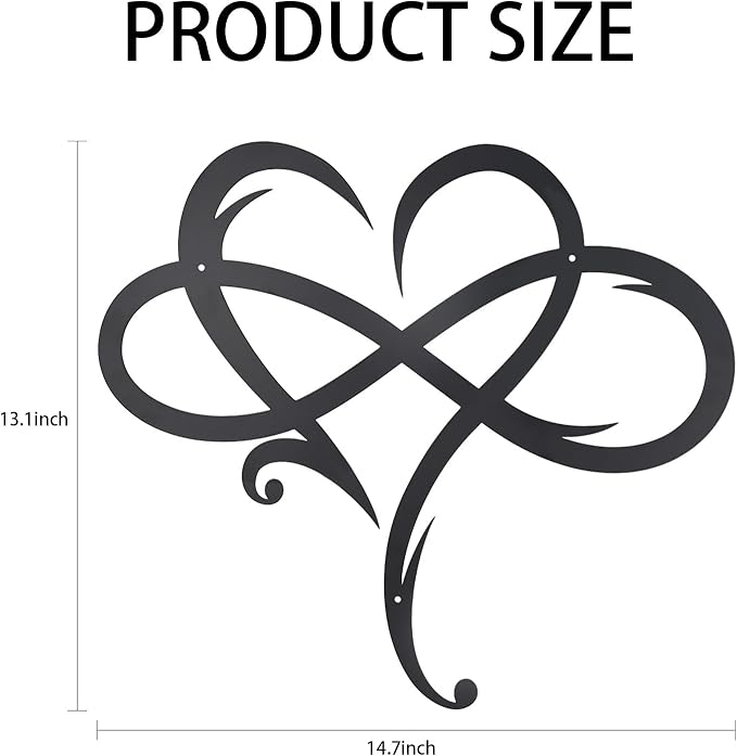 OYEFLY Infinity Heart Metal Wall Decor,Infinity Heart Wall Decor for Room Living,Wedding Decor (Black, style1 14.7 x 13.1in)