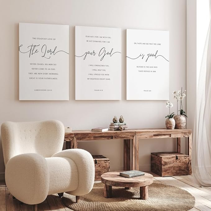 GUBIYU Black and White Christian Canvas Wall Art - The Lord Your God is Good Bible Verse Print - Large Home Decor Religious Gift 24"x36"