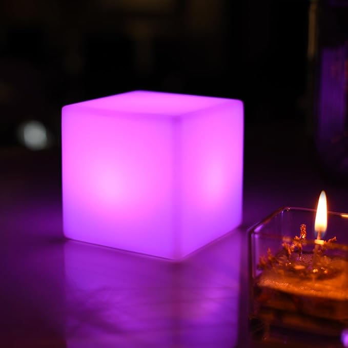 LED Night Light Cube, 4-Inch RGB Mood Lamp with Remote, 16 Colors & 4 Effects, Portable Light for Kids, Battery-Powered Decorative Lamp for Bedroom, Nursery, Party, Gifts & Decor