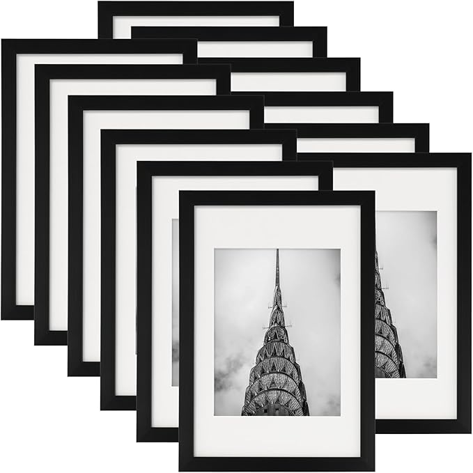 8x12 Picture Frames Black Set of 12 for Wall Gallery Collage Photo Frames or Tabletop Display