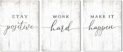 Inspirational Quotes Office Wall Art: Motivational Poster Positive Sayings Office Wall Decor, White Motivation Picture Inspirational Prints 6 Piece 12x16"