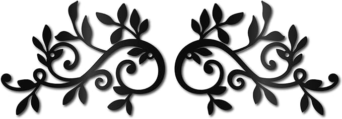 CREATCABIN Metal Tree Leaf Wall Decor Vine Olive Branch Leaf Wall Art Double Leaves Silhouette Sculpture Ornament Iron Hanging for Above The Bed Home Living Room Garden Decoration Black 8 x 5.5Inch