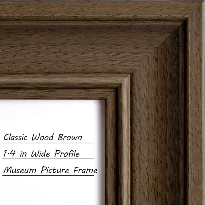 Yaetm 11x14 Picture Frame with Mat for 8x10 Set of 4, 1.4" Wide Molding Brown Wood Grain Photo Frames 11 x 14 with Tempered Glass for Home and Office, Wall Mount (4 pack, Wood Brown)